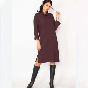 COS Women's Plum Purple Funnel Neck Dress 3/4 Sleeve Size 8
